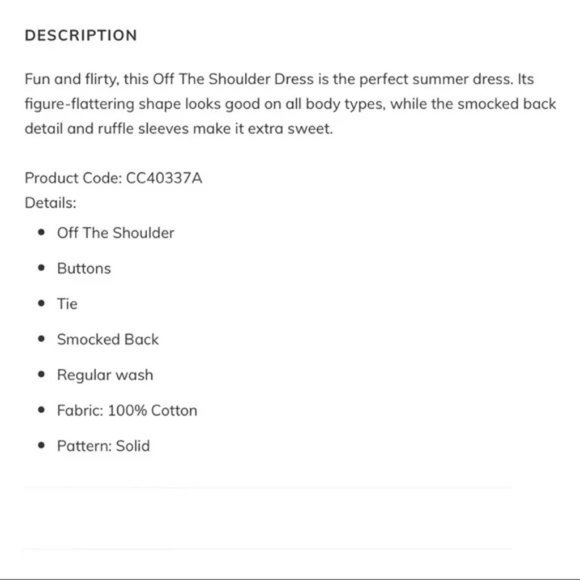 ♥ CUPSHE Off-Shoulder Smocked Cotton Dress L ♥ - Picture 10 of 10